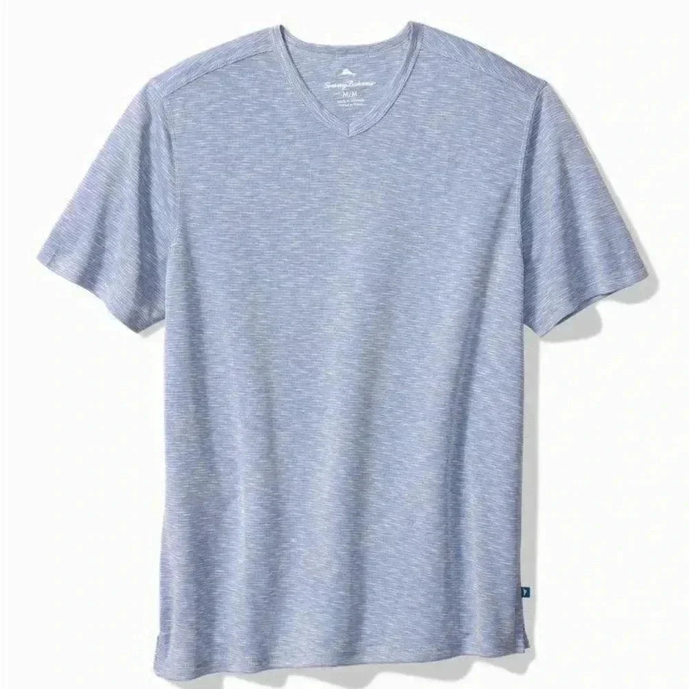[M]Tommy Bahama Sky Blue  Cape Cayo Vneck Modal Blend S/S Shirt Men
